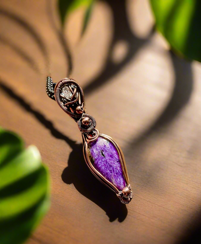 Charoite Pendant With Herkimer Diamond Accent