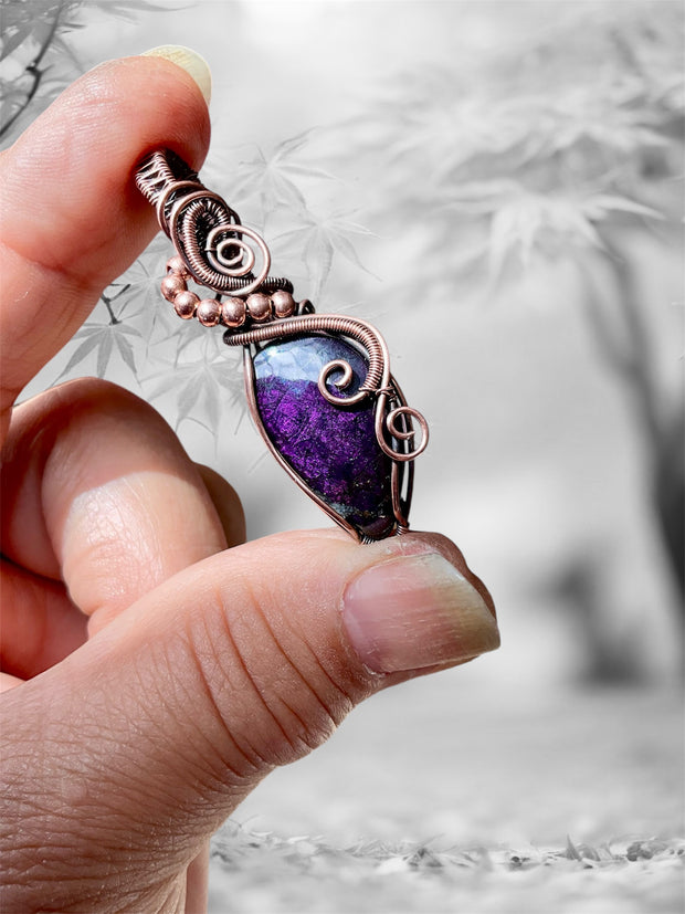 Purpurite Wire Wrapped Pendant