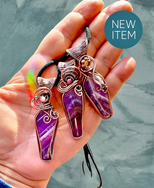 Amethyst Wire Wrapped Pendants