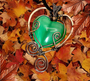 Green Cats Eye Heart Pendant