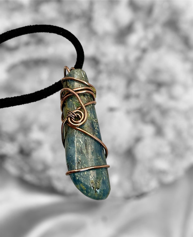 Blue Kyanite Blade Wire Wrapped Pendant