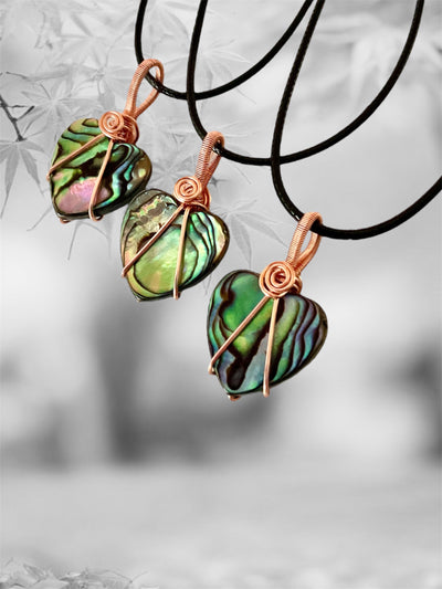 Abalone (Paua) Shell Heart Shaped Pendants