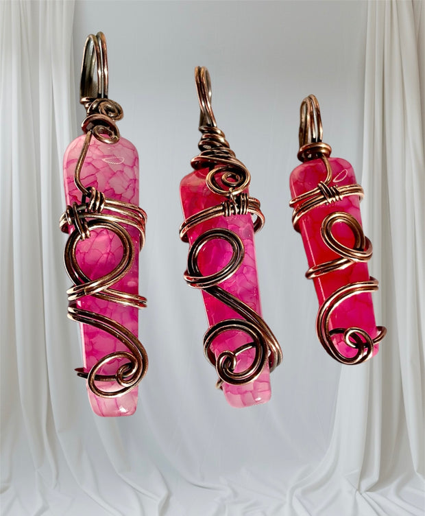 Pink Dragon Vein Wire Wrapped Points