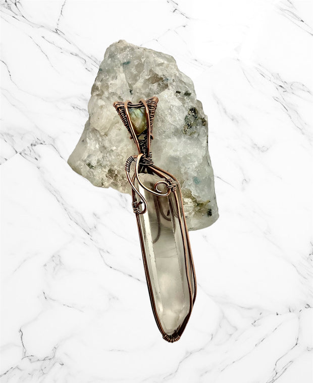 Clear Quartz Point with Labradorite Accent