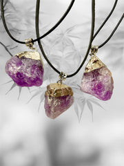 Amethyst Chunky Electroplated Pendants