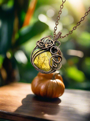 Labradorite Halloween Pumpkin Pendants