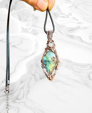 Labradorite & Moonstone Wire Wrapped Pendant