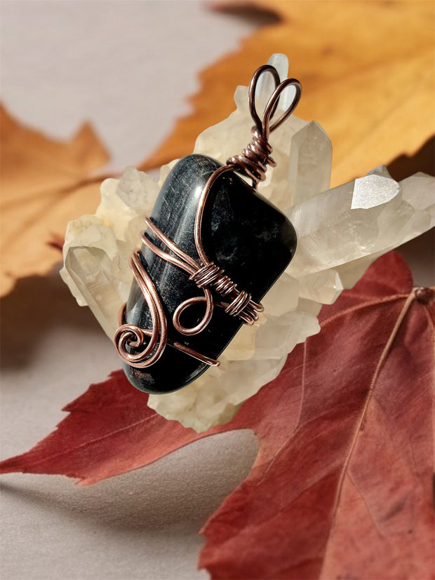 Blue Tiger Eye Wire Wrapped Pendants