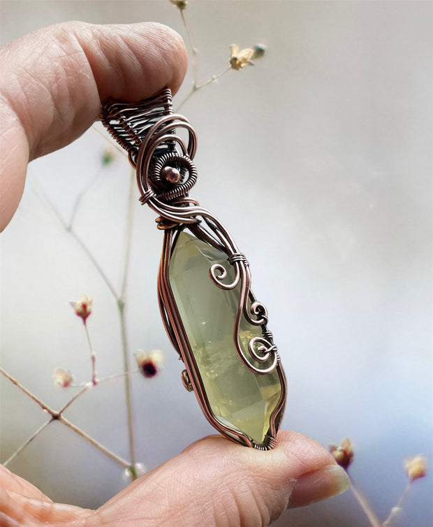 Citrine Double Terminated Wire Wrapped Point with Smokey Quartz