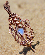 Rainbow Moonstone Wire Wrapped Pendant