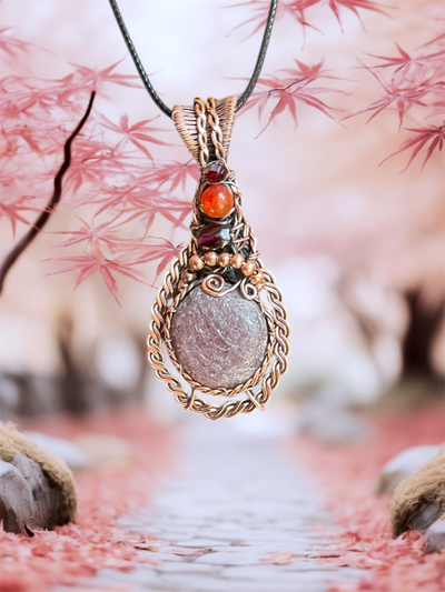 Corundum Ruby Wire Wrapped Pendant