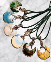 Gemstone Crescent Moon Wire Wrapped Pendants