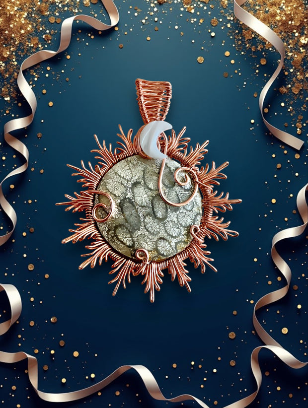 Coral Fossil Sun Pendant