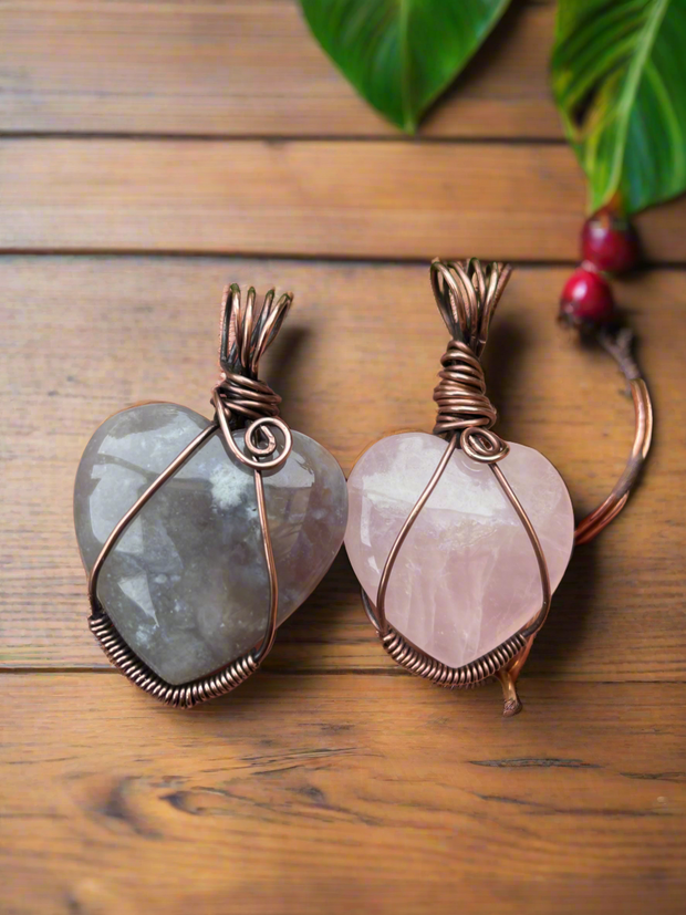 Wire Wrapped Gemstone Hearts