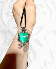 Green Cats Eye Heart Pendant