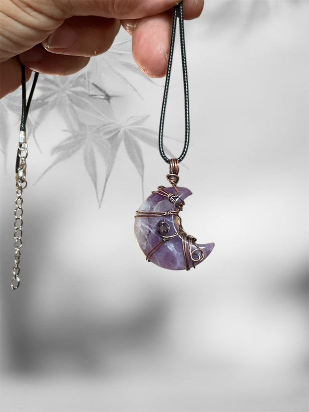 Amethyst Crescent Moon Pendant