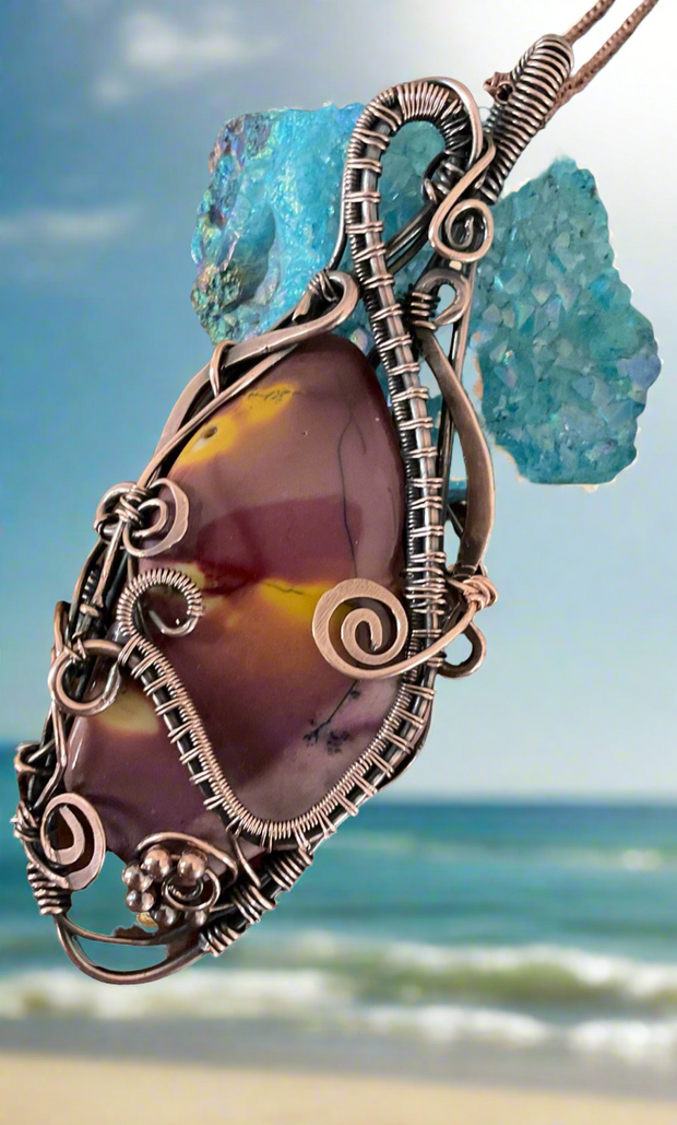 Mookite Jasper Wire Wrapped Pendant