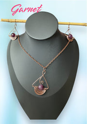 Garnet Swag Necklace and Earrings Set