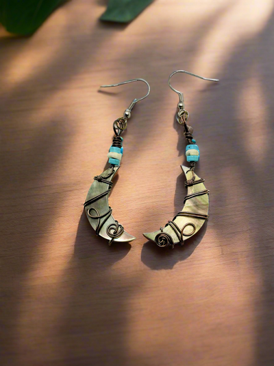 Mother Of Pearl Crescent Moon Earrings