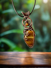 Tiger Eye With Amber Accent Pendant