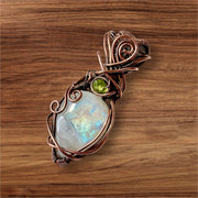 Rainbow Moonstone Wire Wrapped Pendant