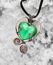 Green Cats Eye Heart Pendant