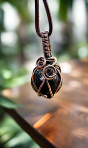 Apache Tears Wire Wrapped Pendant