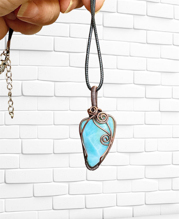 Larimar Wire Wrapped Pendant