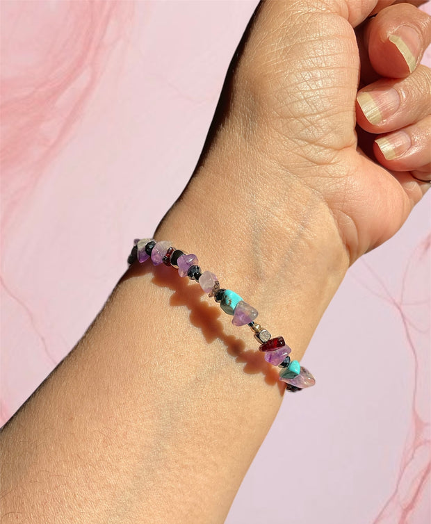 Amethyst & Turquoise Memory Wire Bracelet