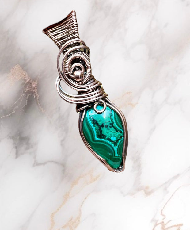 Chrysocolla in Malachite Pendant