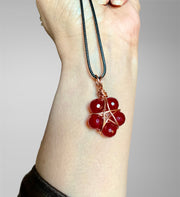 Brazilian Red Ruby Pentagram Pendant and Earrings Set