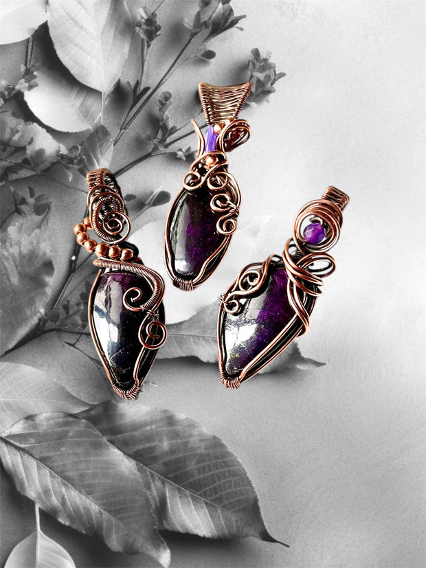 Purpurite Wire Wrapped Pendant