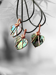 Abalone (Paua) Shell Heart Shaped Pendants