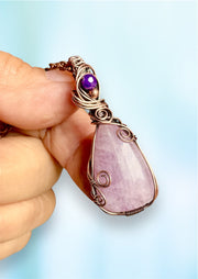 Kunzite Pendant With Amethyst Accent