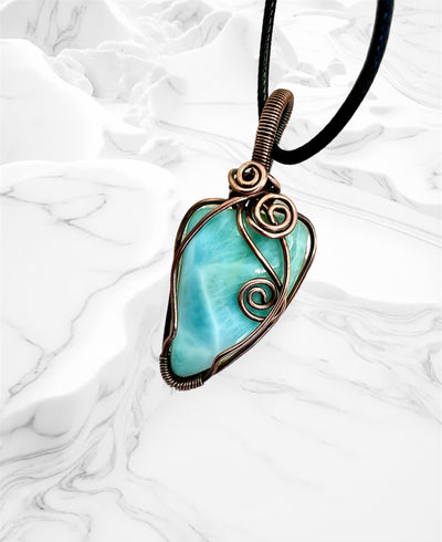 Larimar Wire Wrapped Pendant