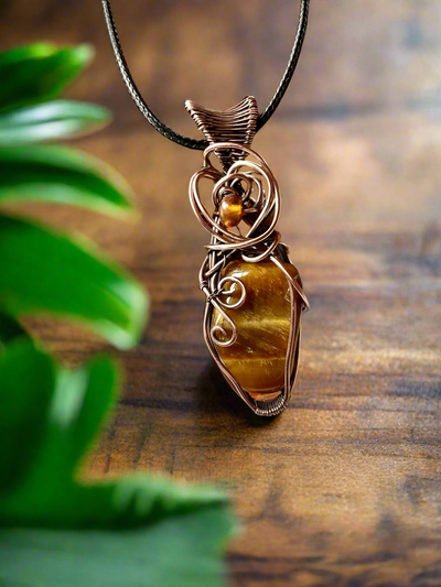 Tiger Eye With Amber Accent Pendant