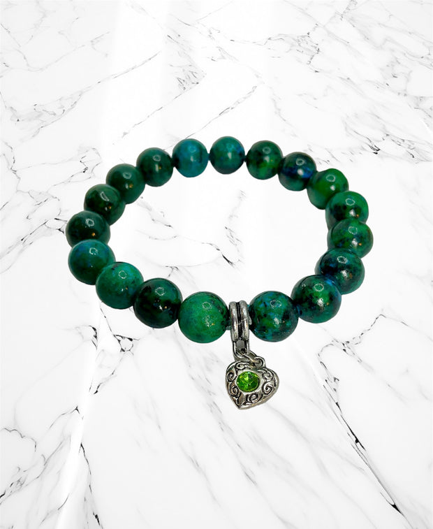 Chrysocolla Stretch Bracelet & Amethyst Anklet