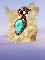 Larimar Wire Wrapped Pendants with Ethiopian Opal Accents