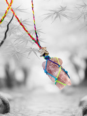 Rough Rose Quartz Macramé Pendant