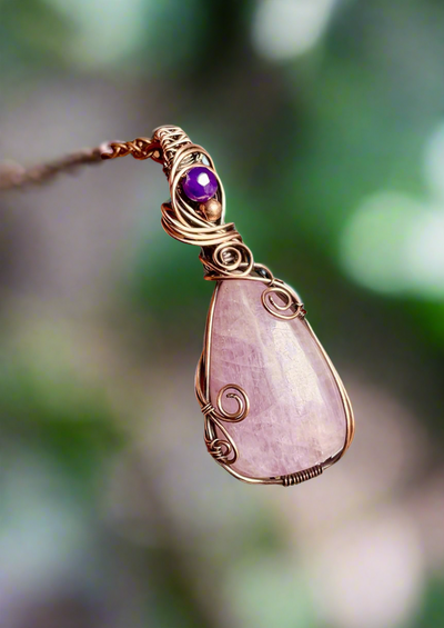 Kunzite Pendant With Amethyst Accent