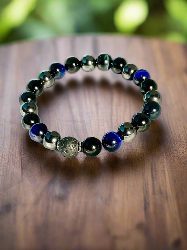 Triple Protection Bracelet with Blue Tiger Eye