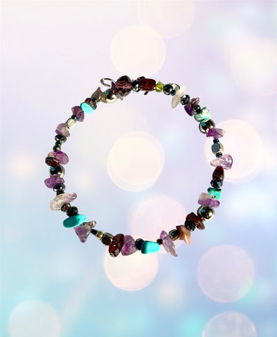 Amethyst & Turquoise Memory Wire Bracelet