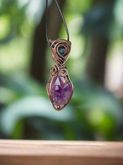 Amethyst Elestial Pendant with Ethiopian Opal Accent