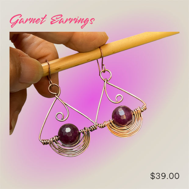 Garnet Swag Necklace and Earrings Set