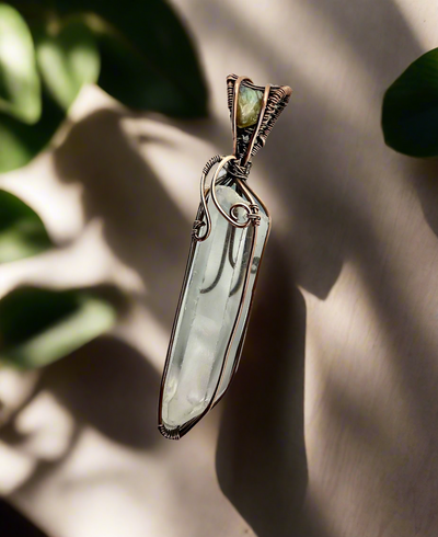 Clear Quartz Point with Labradorite Accent