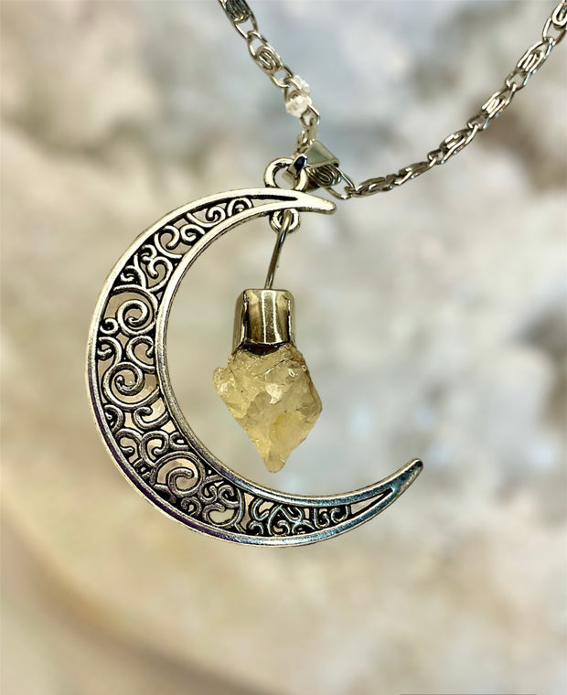 Crescent Moon Gemstone Pendants