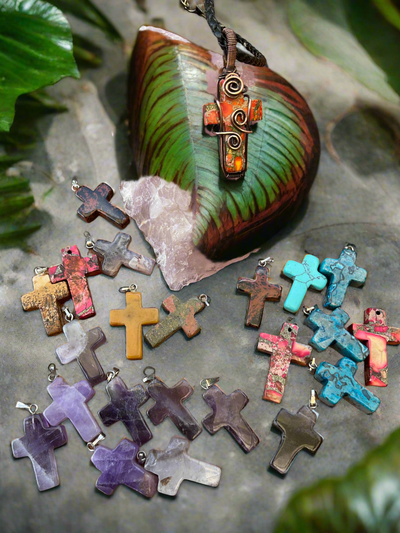 Mini Gemstone Cross Pendants