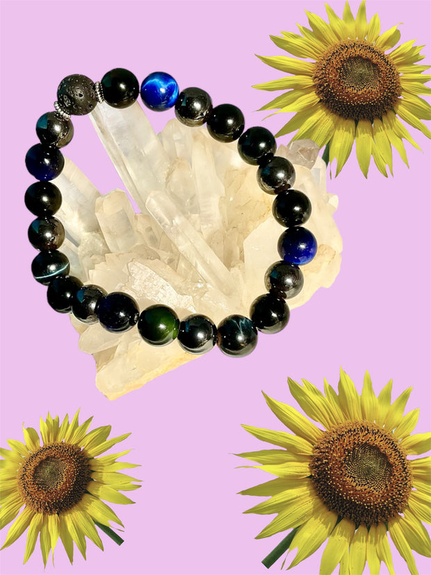 Triple Protection Bracelet with Blue Tiger Eye