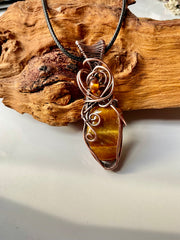 Tiger Eye With Amber Accent Pendant