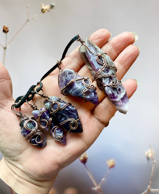 Amethyst Tumbled Polished Points Pendants